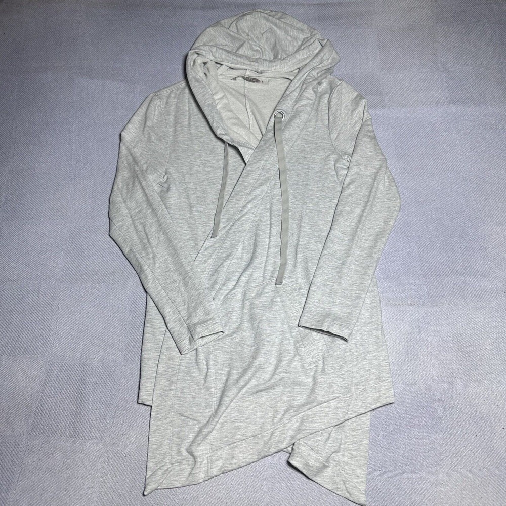 Athleta‎ Vista Wrap Draped Open Front Gray Cardigan Hoodie Women's Size Small